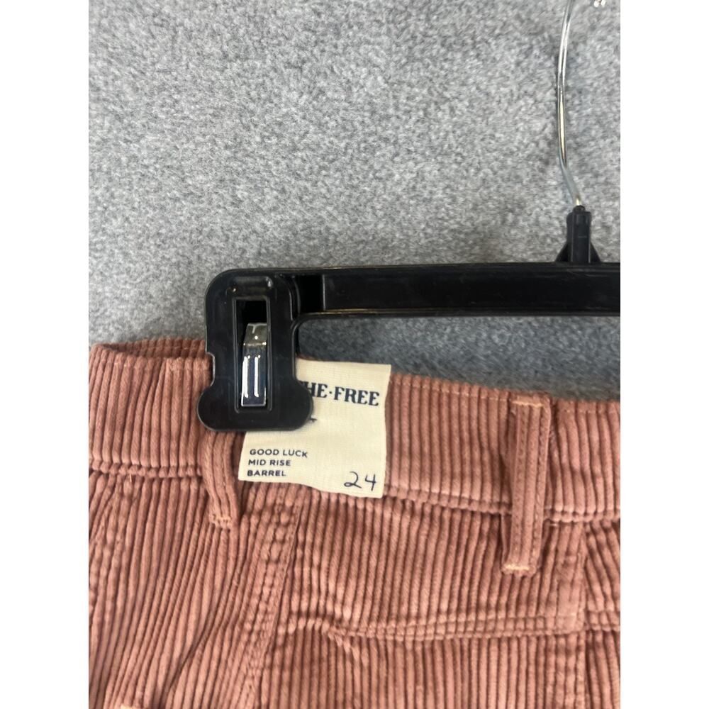 Free People We The Free Good Luck Barrel Corduroy Jeans Withered Rose Size 24 - Picture 8 of 9